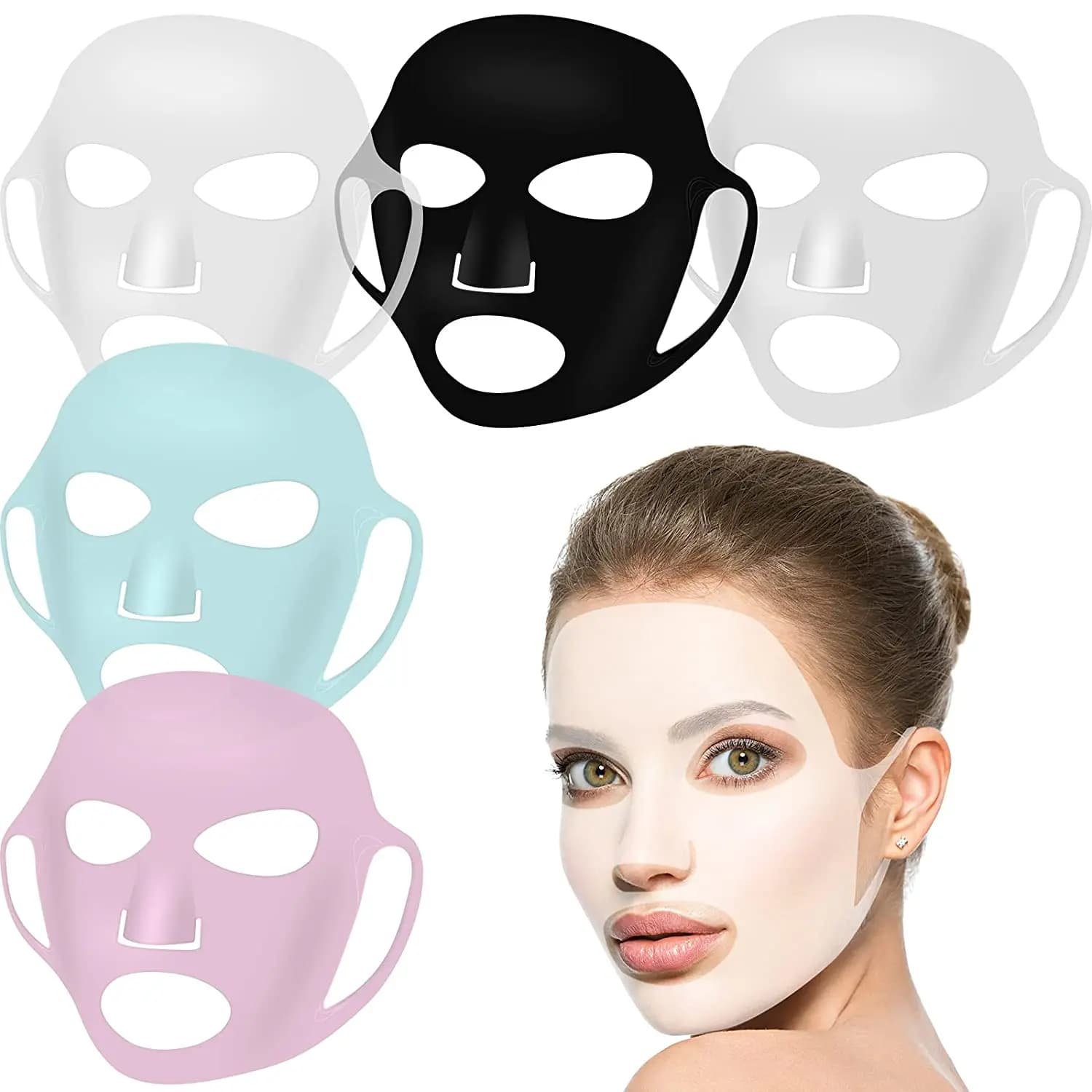 Reusable support for Silicone mask for sheet masks, moisturizing cover for facial mask, prevention of evaporation, beauty face tool, travel