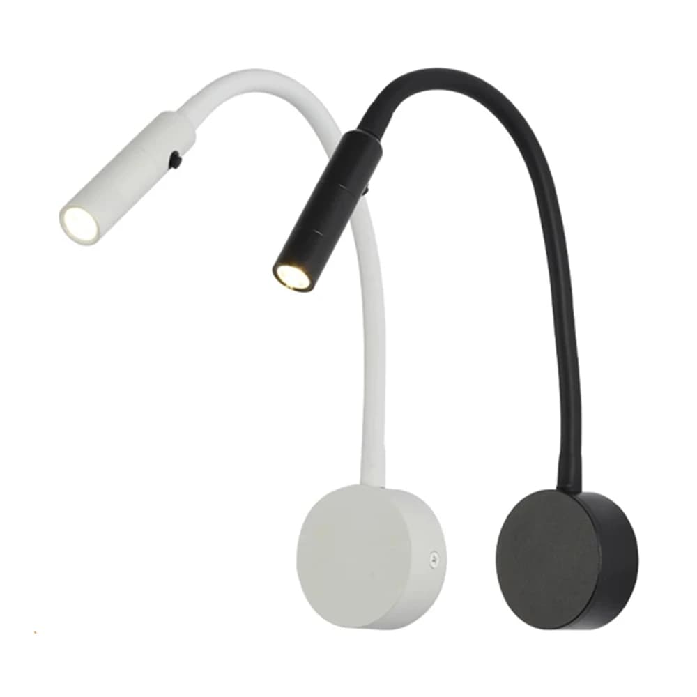Tokili Sconce da parete regolabile a collo di cigno - Lampada da lettura da comodino a LED da 3 W con interruttore, lampada da notte a parete e illuminazione indiretta