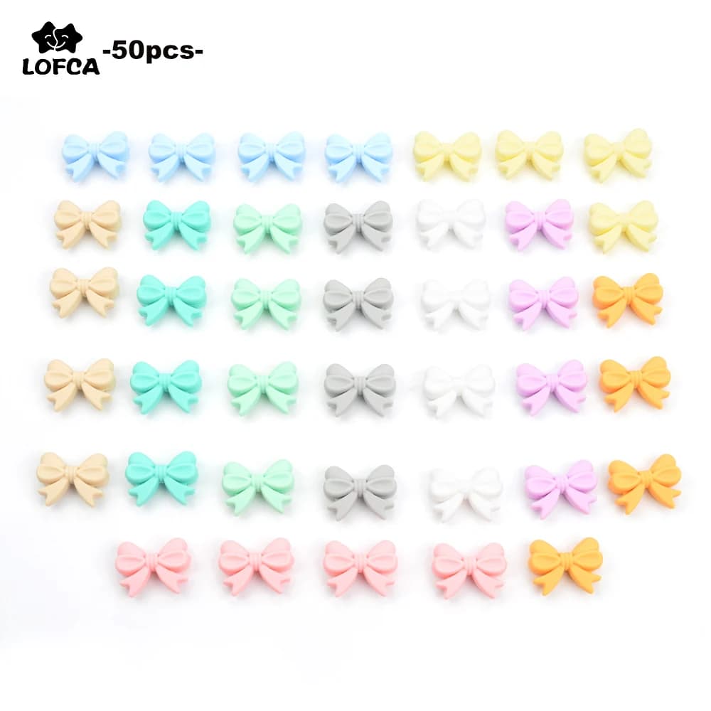 LOFCA Bowknot Perline in silicone 50 pz/lotto Collana colorata Creazione di gioielli Collana Bracciali Portachiavi Accessori di gioielli