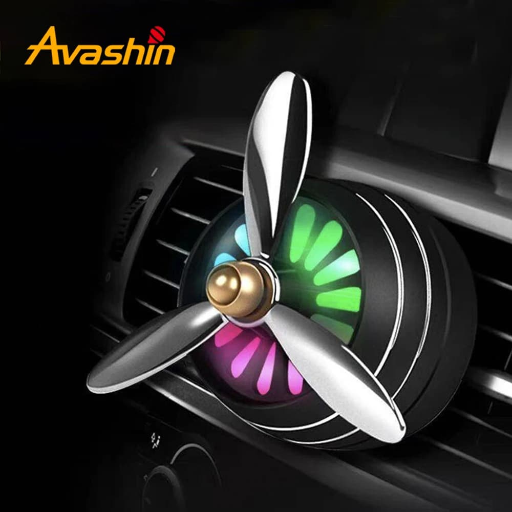 Deodorant for car smells, air conditioning alloy, mini LED for air intake, perfume clip, fresh aromatherapy with decorative light for cars
