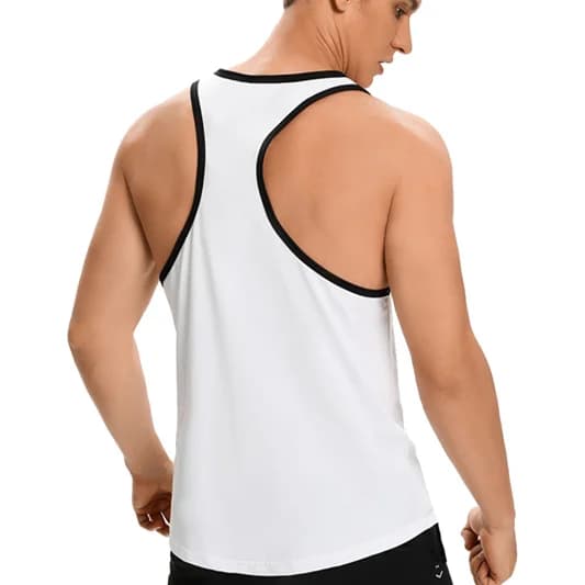 Canotta da uomo canotta atletica senza maniche maglietta a Y canotta in cotone con taglio circolare per allenamento canotta da basket Tee