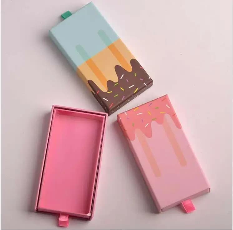 25mm Eyelashes Packing Makeup Eyelashes Wholesale Packing 3D Eyelash Boxes Ice Cream Eyelash Case