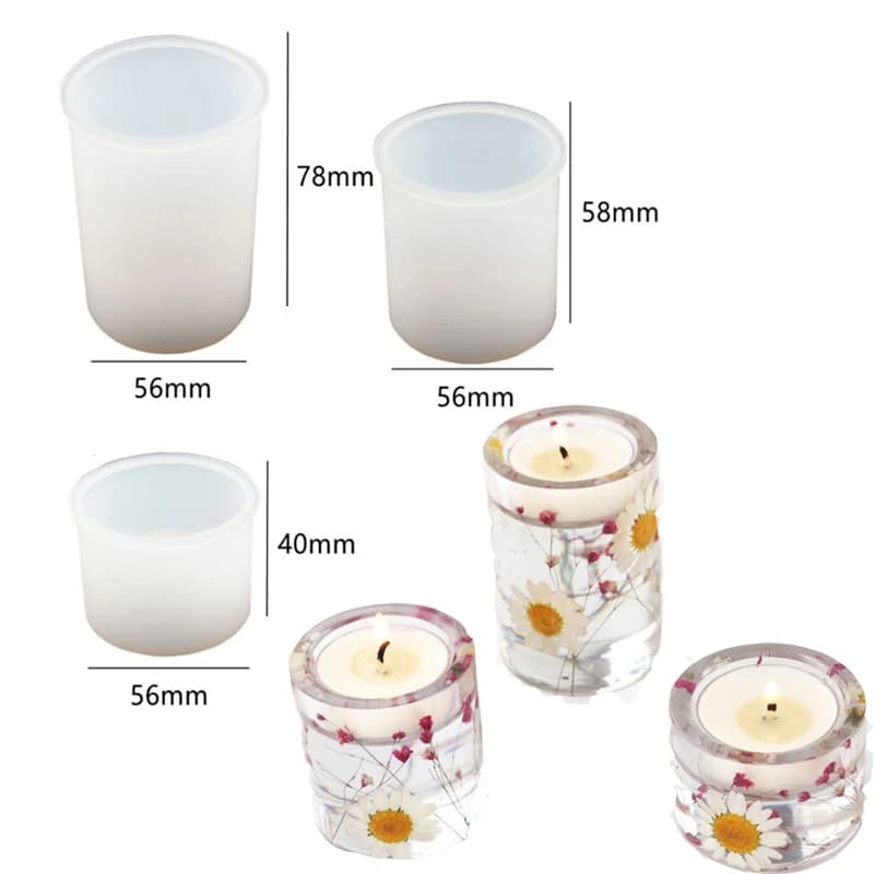 DIY Crystal Epoxy Resin Mold for Aromatherapy Candle Holder - Large Medium & Small Sizes Silicone Mirror Tray Candle Making Mold
