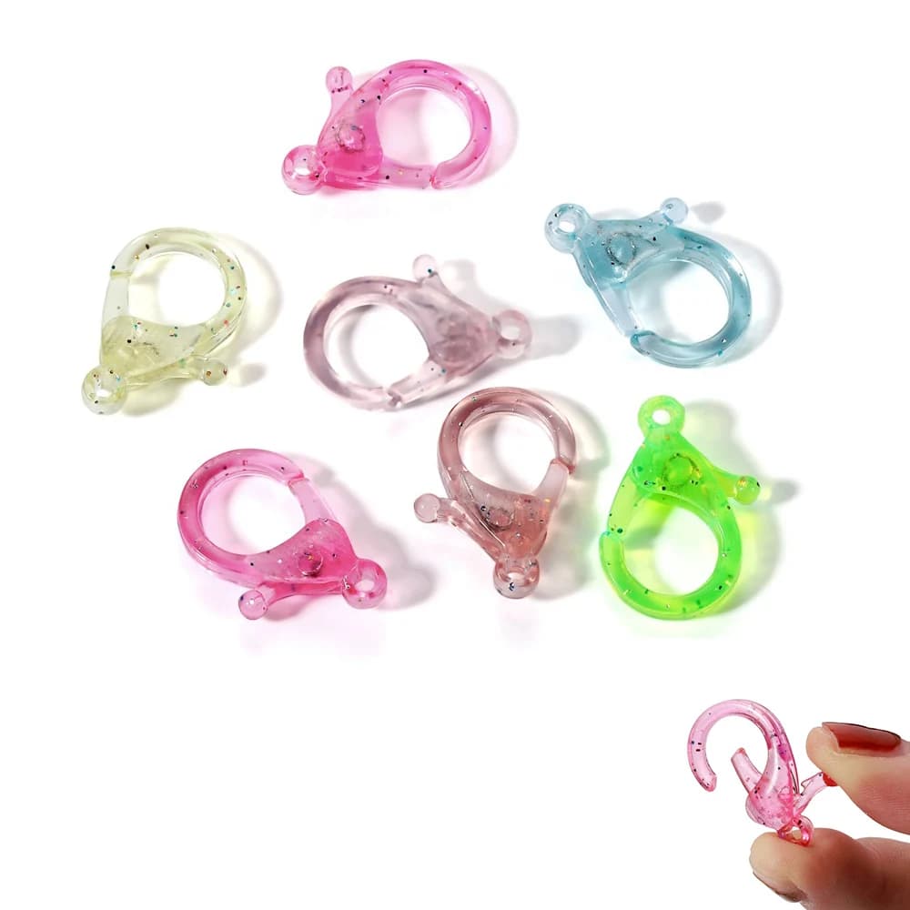 30 pz/lotto plastica trasparente moschettone gancio portachiavi clip connettore per portachiavi gioielli fai da te forniture accessori