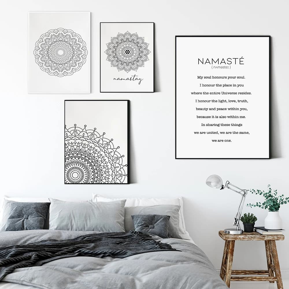 Mandala Abstract Tela Poster Yoga Wall Art Namaste Quote Print Painting Decorative image Modern living Decor Without frame
