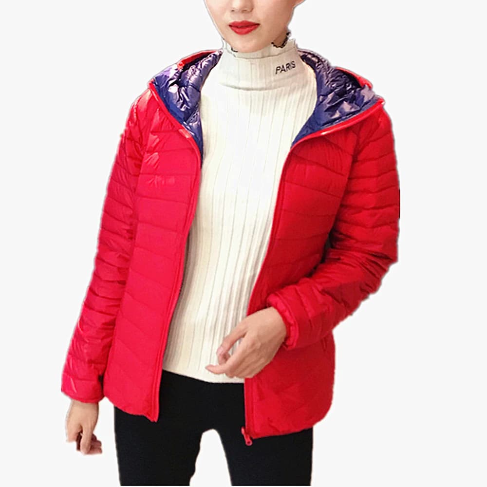Women's Hooded Reversible Jackets, Casual Windbreaker, Basic Warm Coat, Light Coats, Female Parkes, Autumn, Winter, 2024
