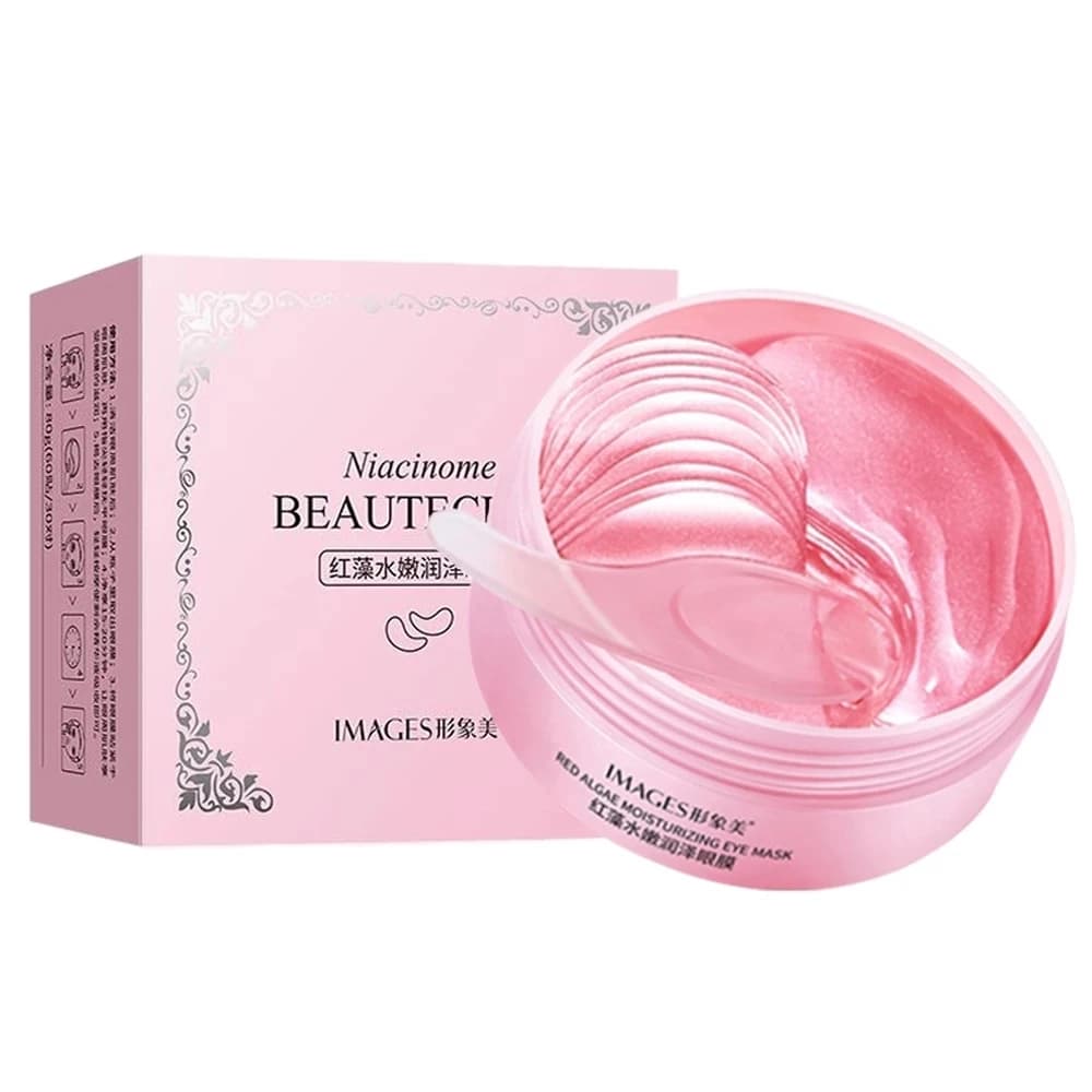 Hydrogel eye patches with hyaluronic acid and muslimate red algae mask for moisturizing eyes (60 pieces) reduces eye bags