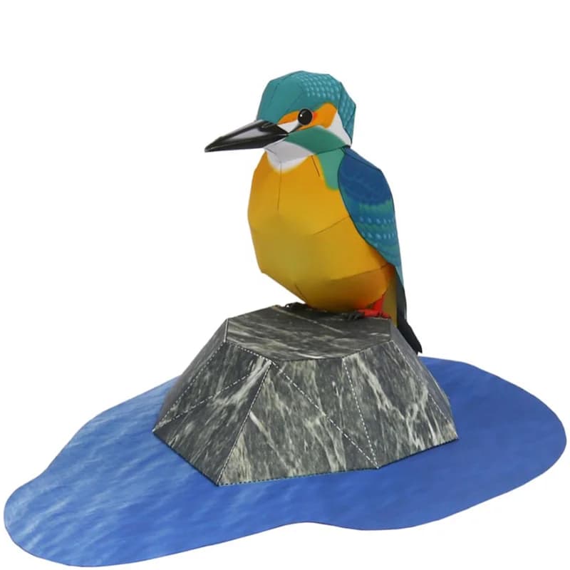Common Kingfisher Bird Folding Origami Art Mini Cute 3D Paper Model Papercraft Animal DIY Kids Adult Craft Toys QD-099