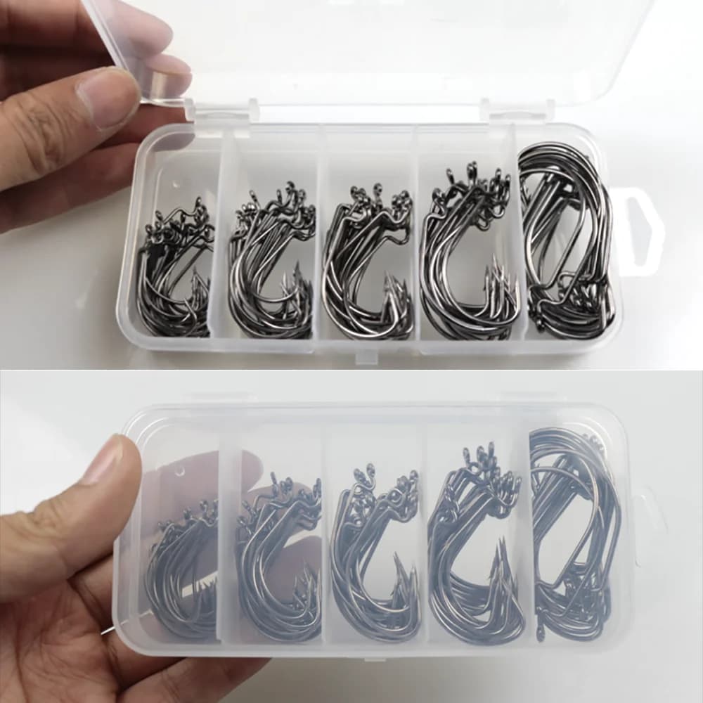 Box 50/100pcs I love fishing hooks spindle sea accessories soft bait set fishing feeder equipment material