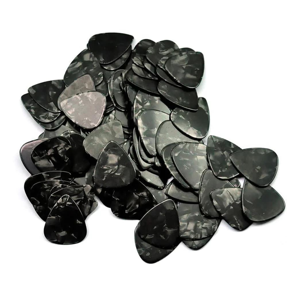 100pcs/lot 0.71mm 0.96mm 1.5mm Black Pearl Celluloid Guitar Picks Plectrums for Acoustic Electric Guitar Bass