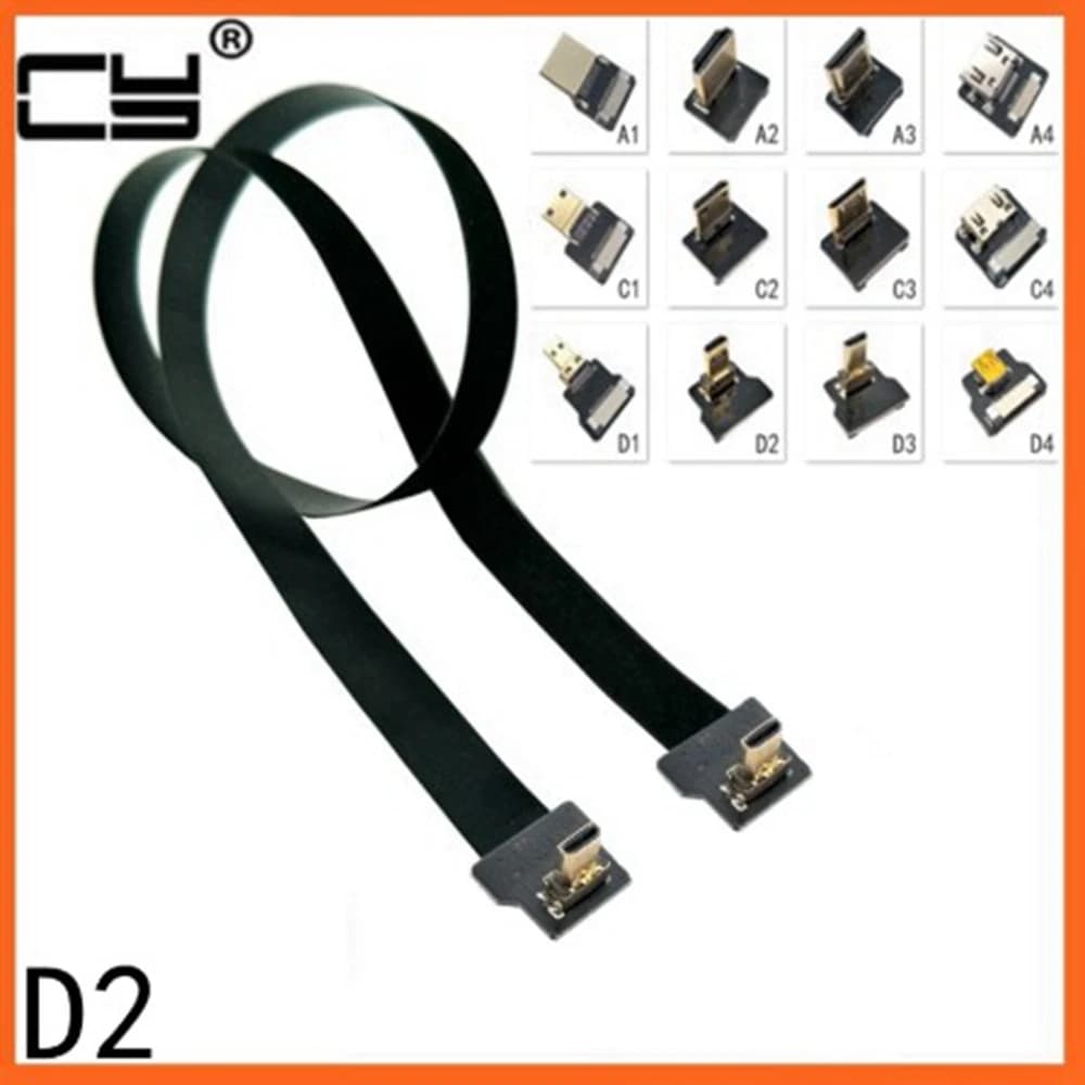 Flat cable FPV from 90 degrees micro HD angle compatible by male to mini HD female for aerial photo multi-cooter FPV HDTV