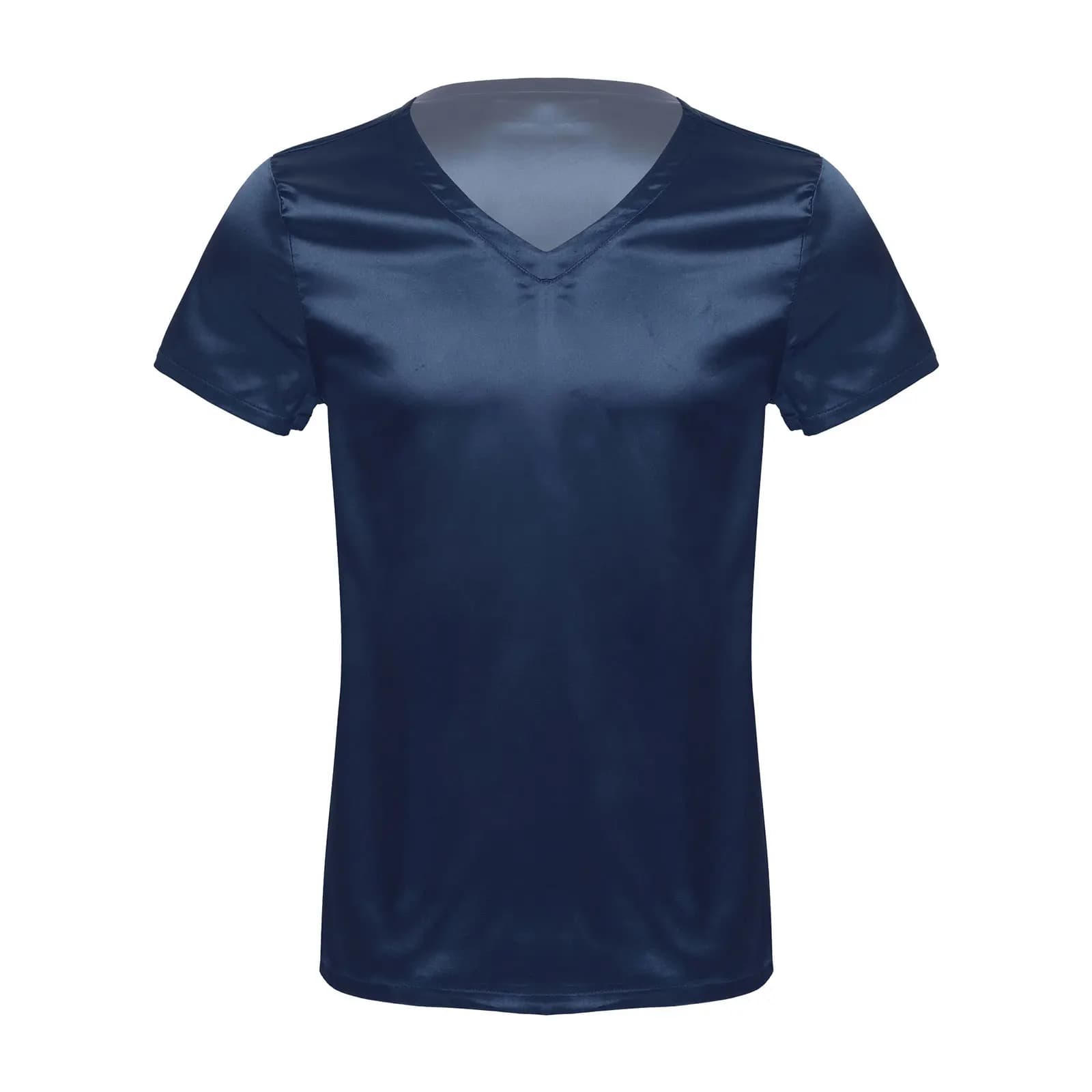 Moda estiva uomo pigiama in raso di seta scollo a V manica corta camicetta top pigiami per la casa pigiami uomo Loungewear pigiami da notte