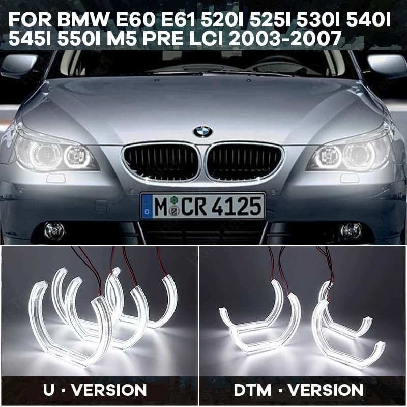 Ring Cut Style LED Angel Eye kit DTM Style DRL Crystal Angel eyes per BMW E60 E61 520i 525 530 540 545 550 M5 Pre LCI 03-07
