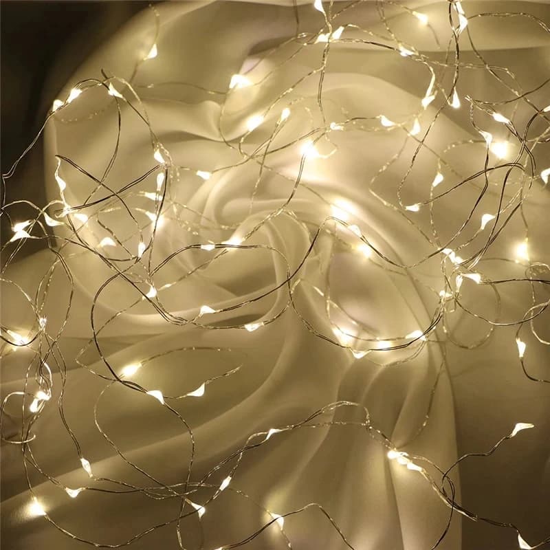 Luci Fatate a Batteria AA, 1M 10 LED, 2M 20 LED, 3M 30 LED, 5M 50 LED, 10M 100 LED, Luci Decorative a Filo di Rame Argentato