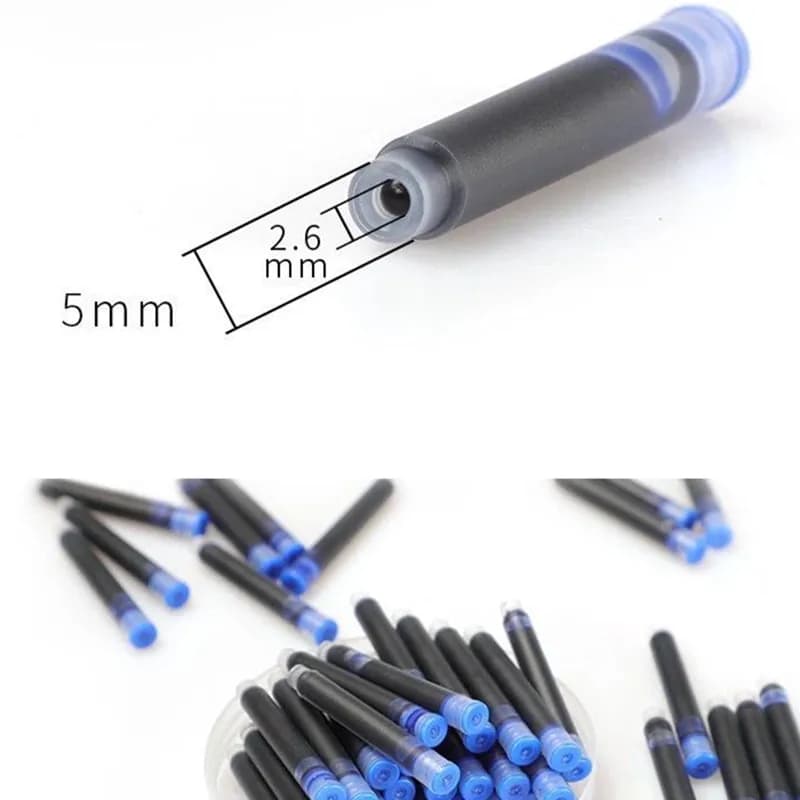 High Quality 10pcs Black Universal Fountain Pen Ink Cartridges Pen Refill Color 2.6mm Stationery Office School Supplies