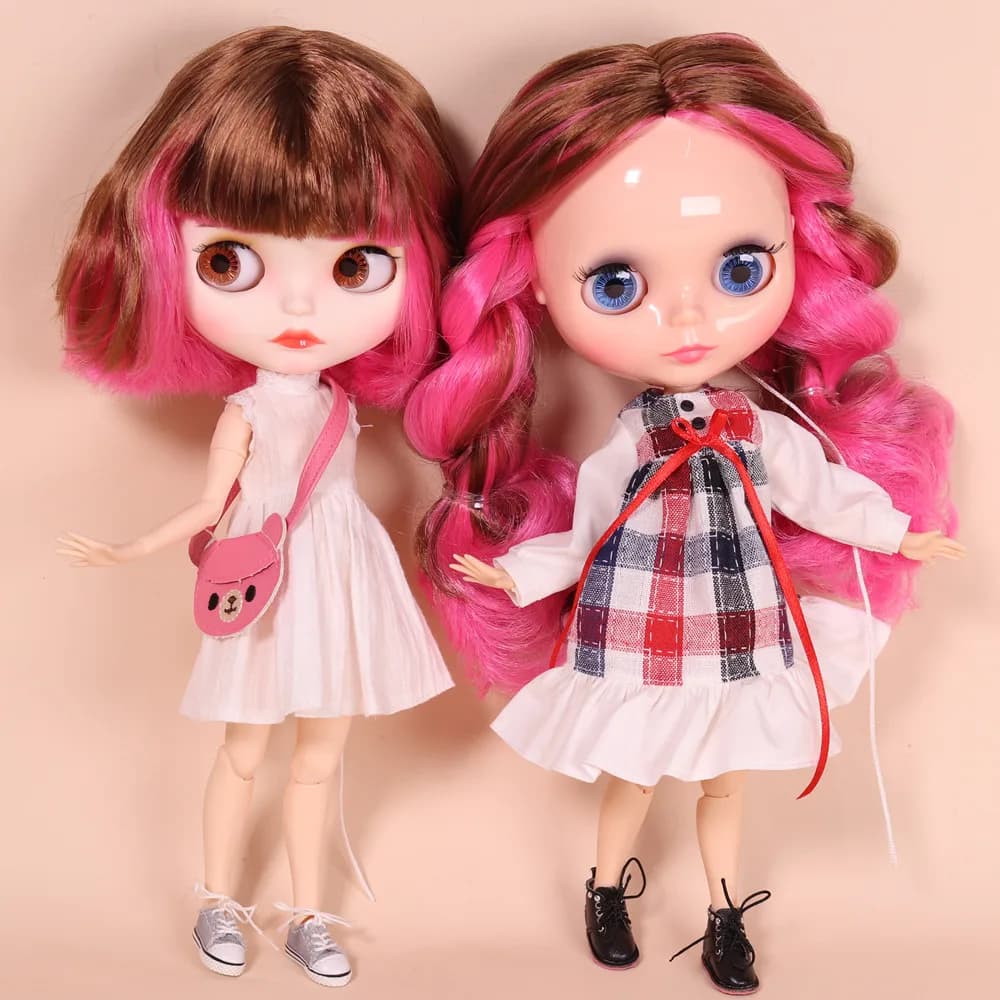 ICY DBS Blyth Doll No.BL9158/1252 Brown mix pink hair Joint body Neo 1/6 BJD anime girl ob24