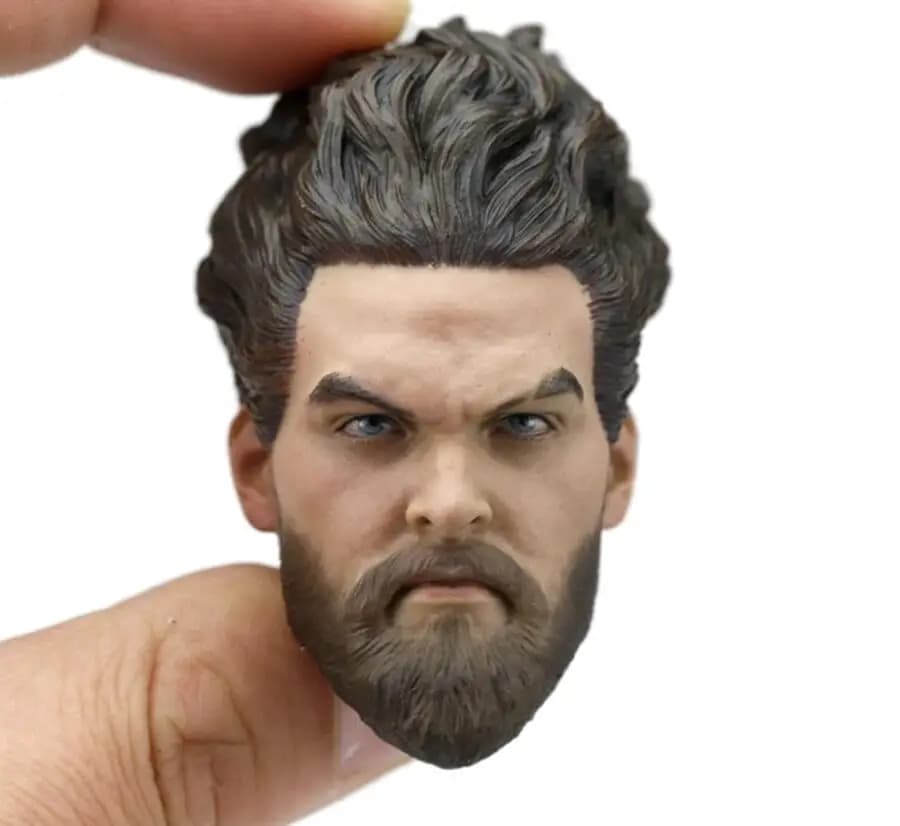 1/6 Carved Sea King Aquaman Jason Momoa Male Head Model PVC Curly Hair Suitable For 12-Inch Action Figure Body Doll