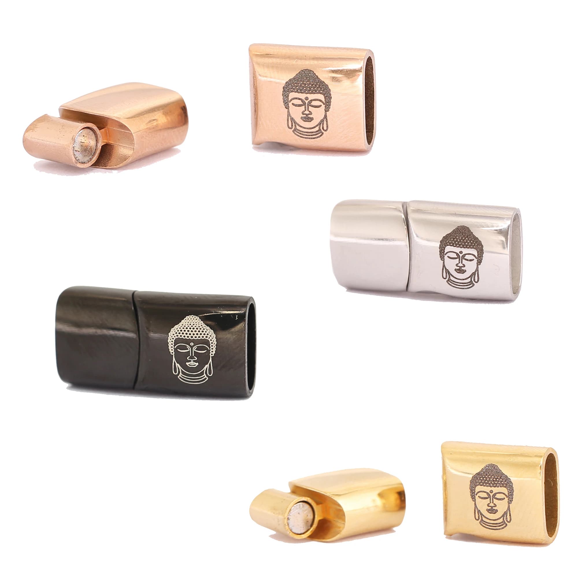 3 pcs 316L In Acciaio Inossidabile Magnetico Catenacci del Connettore Per Lo Yoga Buddha Braccialetto Monili Che Fanno, Su Misura Laser Incide Il Marchio Perline