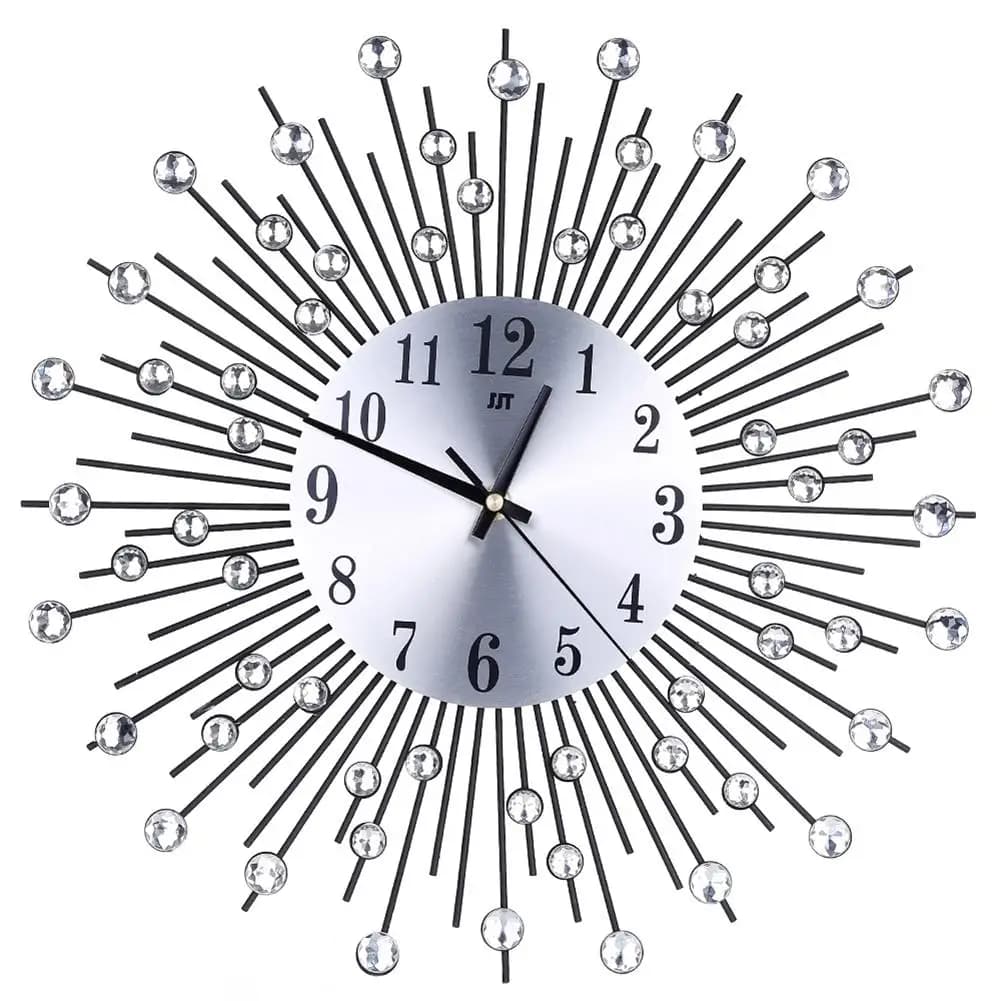 VENDITA CALDA!! Orologio da parete al quarzo silenzioso 3D intarsiato con strass alla moda, decorazione da appendere per la camera da letto di casa, orologio rotondo con decorazione di strass