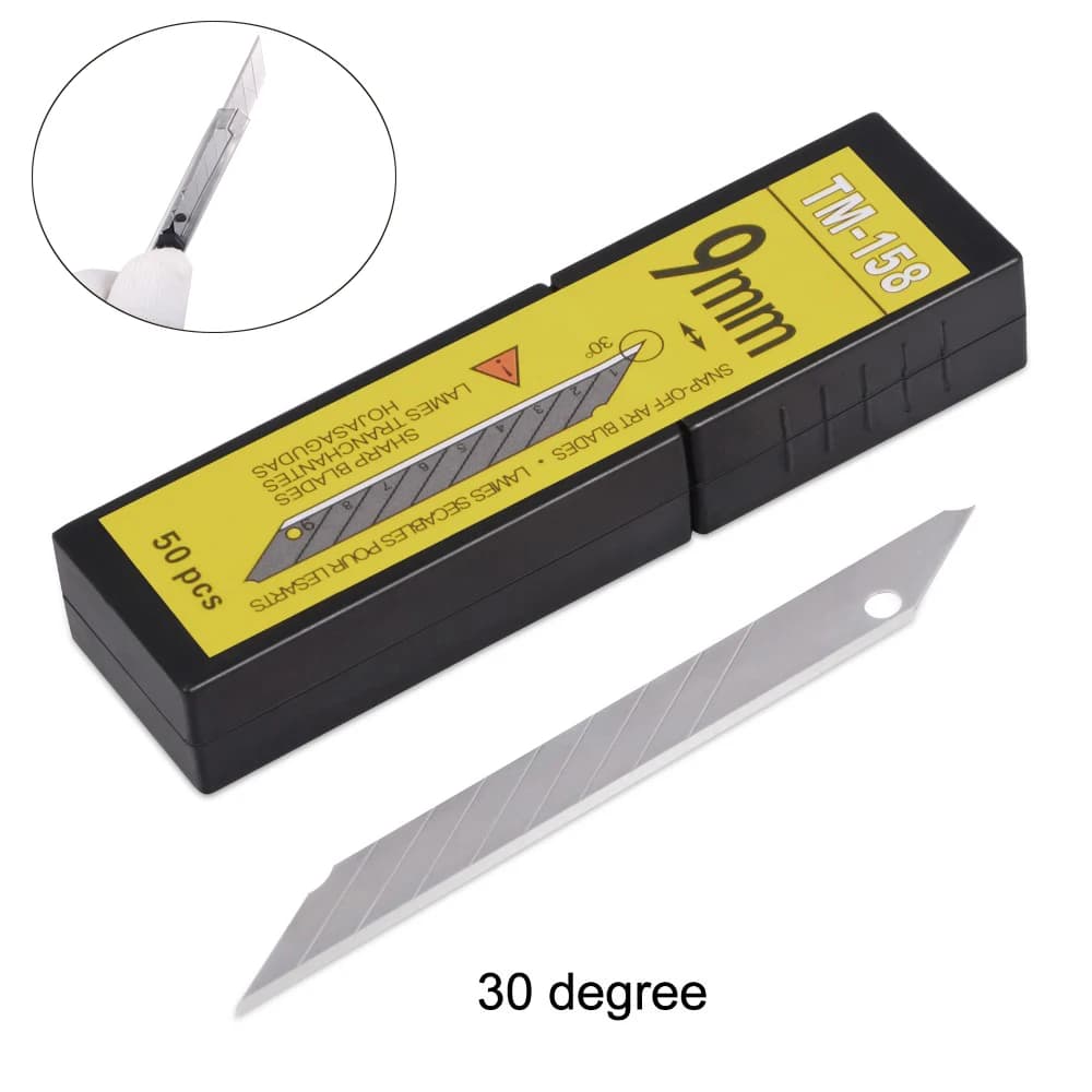 FOSHIO 50/100pcs vinile lama in acciaio al carbonio 30 gradi Car Wrap Sticker taglierina di carta utilità arte coltello lama Auto tinta strumento di taglio