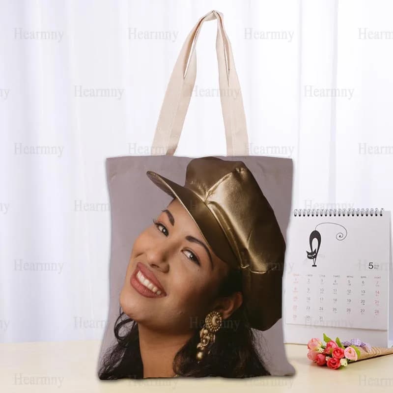 Borsa Tote personalizzata Selena Quintanilla borsa per la spesa pieghevole popolare riutilizzabile Eco grande borsa a tracolla in tessuto di tela Unisex Tote 0409