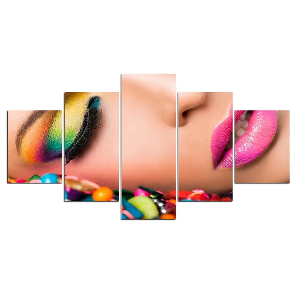 Frameless 5 pieces manicure salon beauty makeup print HD wall art canvas poster pictures painted home decorations for living room