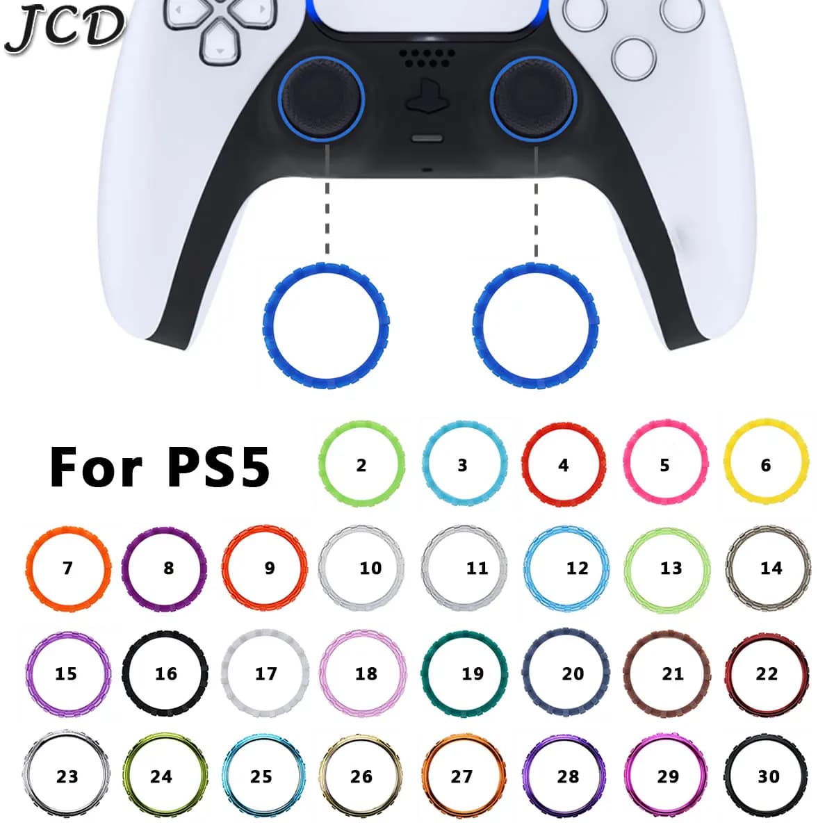 JCD 2 anelli di accento in plastica per controller PS5 Anelli di accento cromati Accessori di ricambio