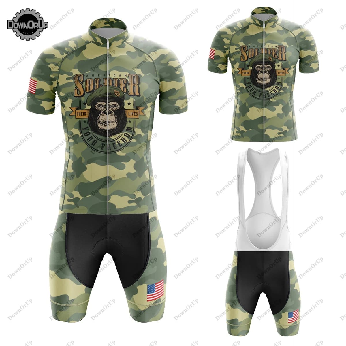 USASoldier Maglia da ciclismo Set Maglia da ciclismo Pantaloncini con bretelle 9D Gel traspirante Pad Maillot Ciclismo Hombre Kit bici