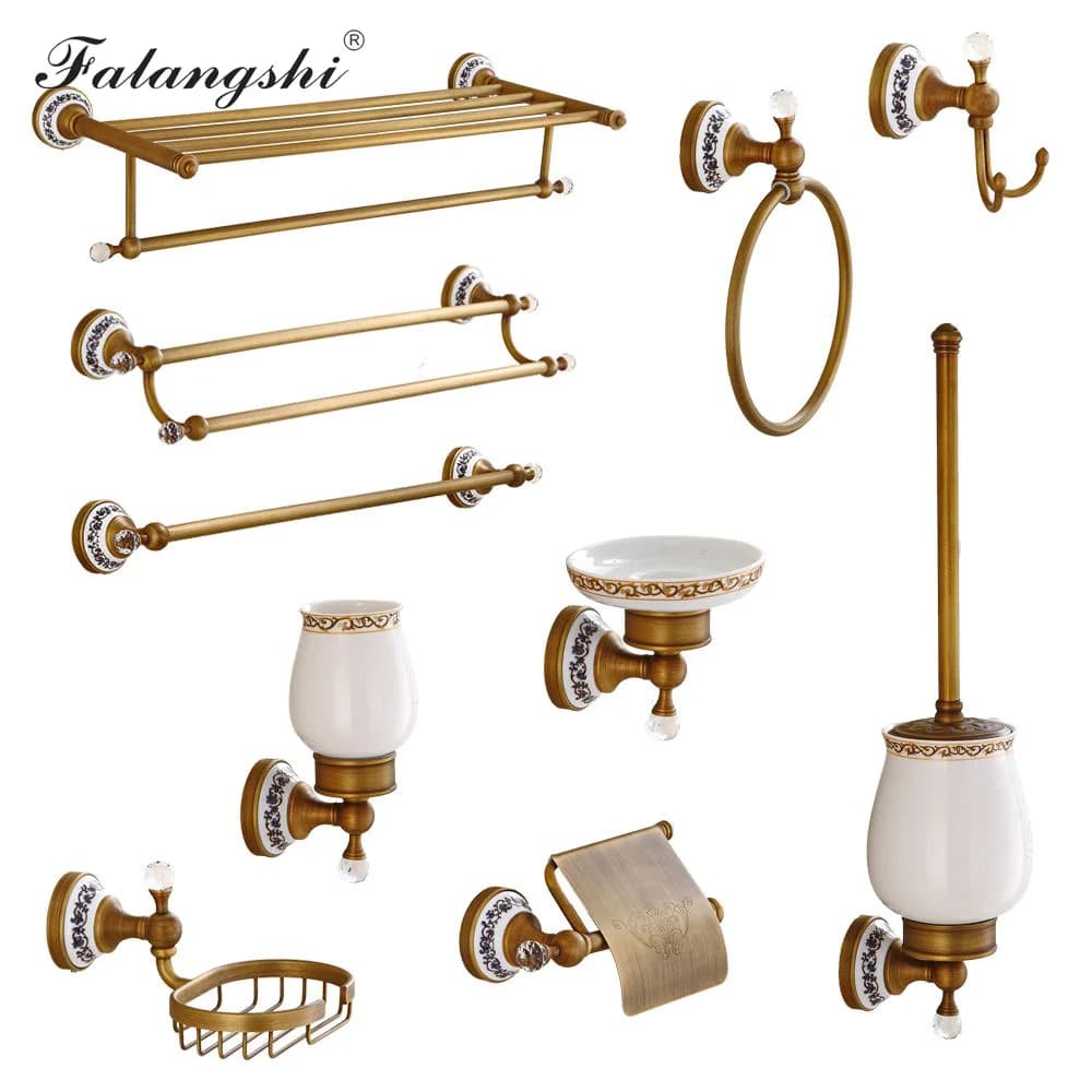 Accessori da bagno spazzolati antichi Portasciugamani Portaspazzolino Porta carta Portasapone Set di accessori per il bagno in ceramica WB8804