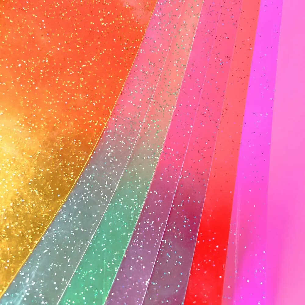 20x30 cm Glitter in polvere di pelle trasparente PVC gelatina tessuto in vinile per la decorazione del partito Arco per capelli fai da te Materiali artigianali fatti a mano