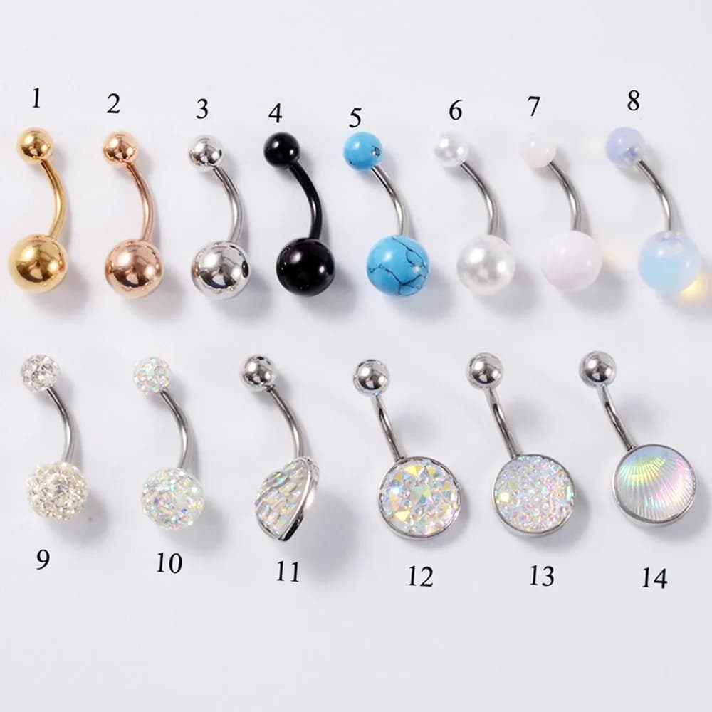 1 pz Acciaio Chirurgico CZ Gemma Cuore Palla Pancia Piercing Ombelico Anelli Ombelico Orecchini di Cristallo Donna Sexy Body Piercing Gioielli