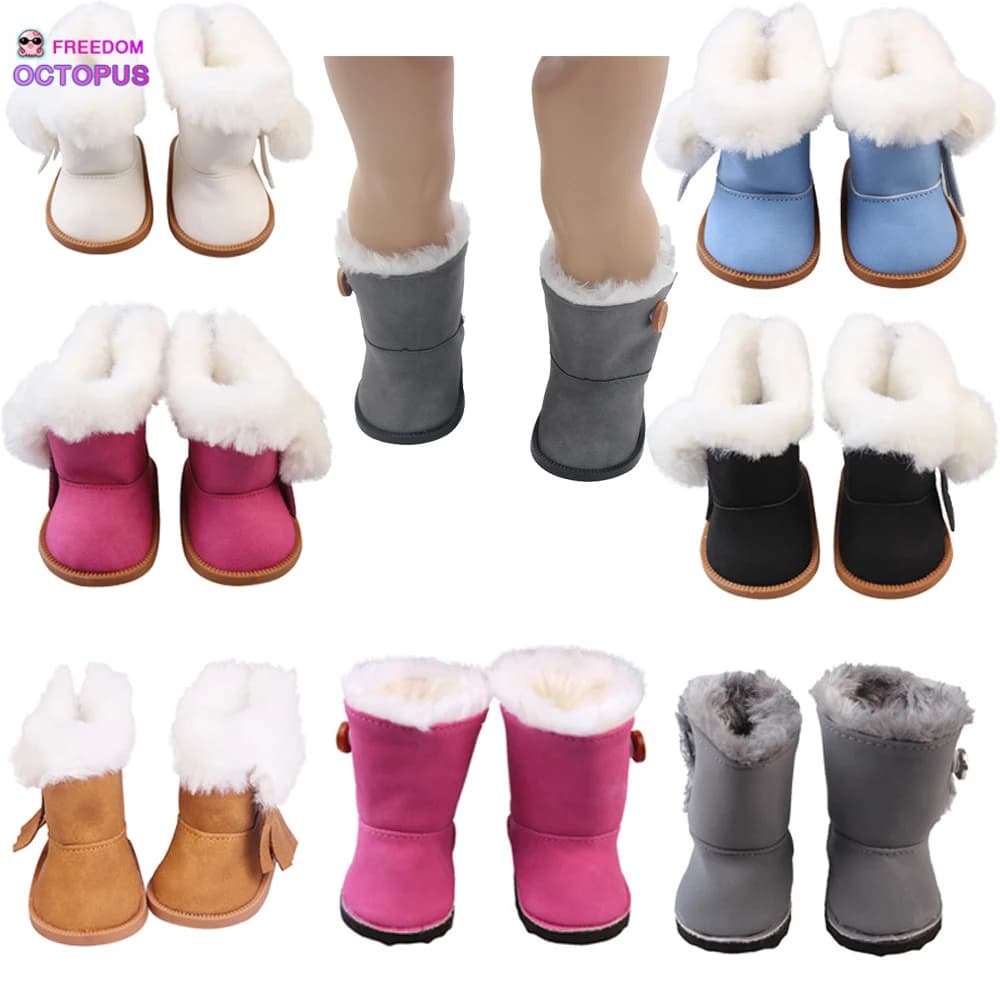 Stivali da neve in peluche da 7,5 cm di lunghezza per accessori per bambole americane da 18 pollici Scarpe da festival per bambole Regalo per bambole di nostra generazione