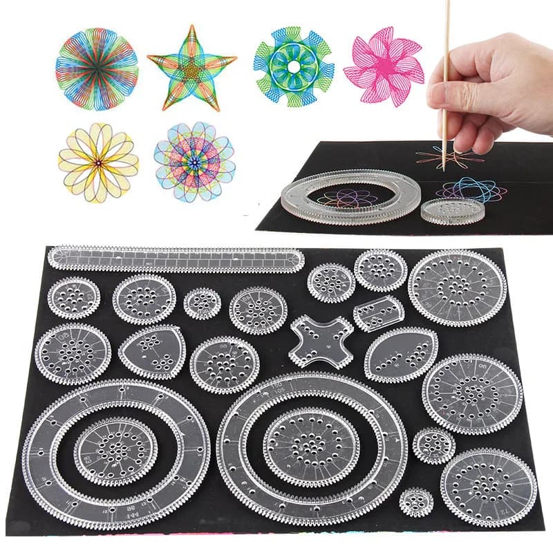 Divertenti ruote ad incastro con ingranaggi spirografo, set di giocattoli da disegno, giocattolo educativo creativo per bambini, accessori da disegno per pittura