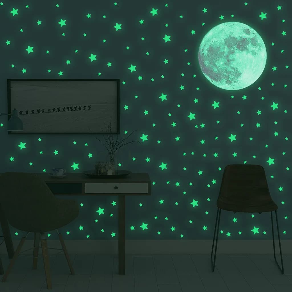 Wall decal bright moon stars for the children's room Furniture bedroom Glow in the dark Earth Decalcomanie murals Wall decals Night decorations for the house