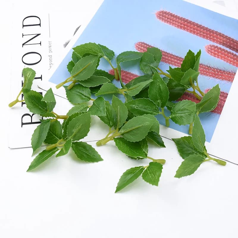 50/100 Pezzi Foglie di Rosa Artificiali per Vaso, Casa, Giardino, Decorazioni Festive, Accessori, Foglie Finte per Scrapbook, Fai da Te, Regalo di Nozze, Piante Artificiali