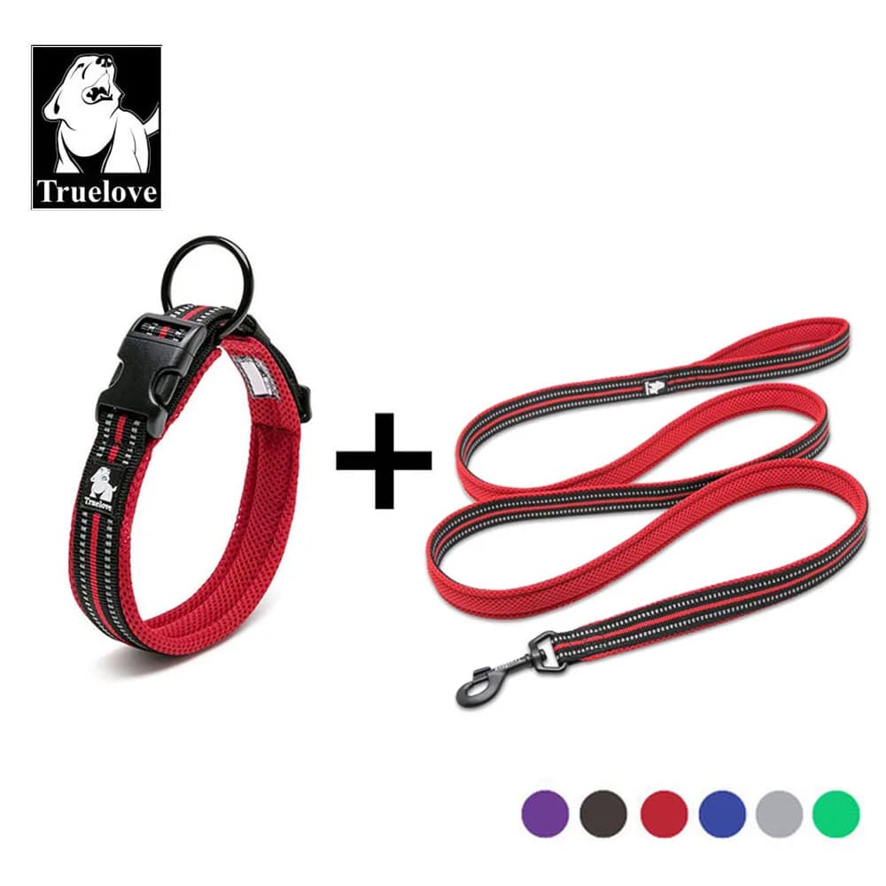Truelove Rete di Nylon Pet Dog Collare E Guinzaglio Set Collare Del Cucciolo Del Cane Della Collana Riflettente Nero Pitbull Terrier Guinzaglio Cane Doberman