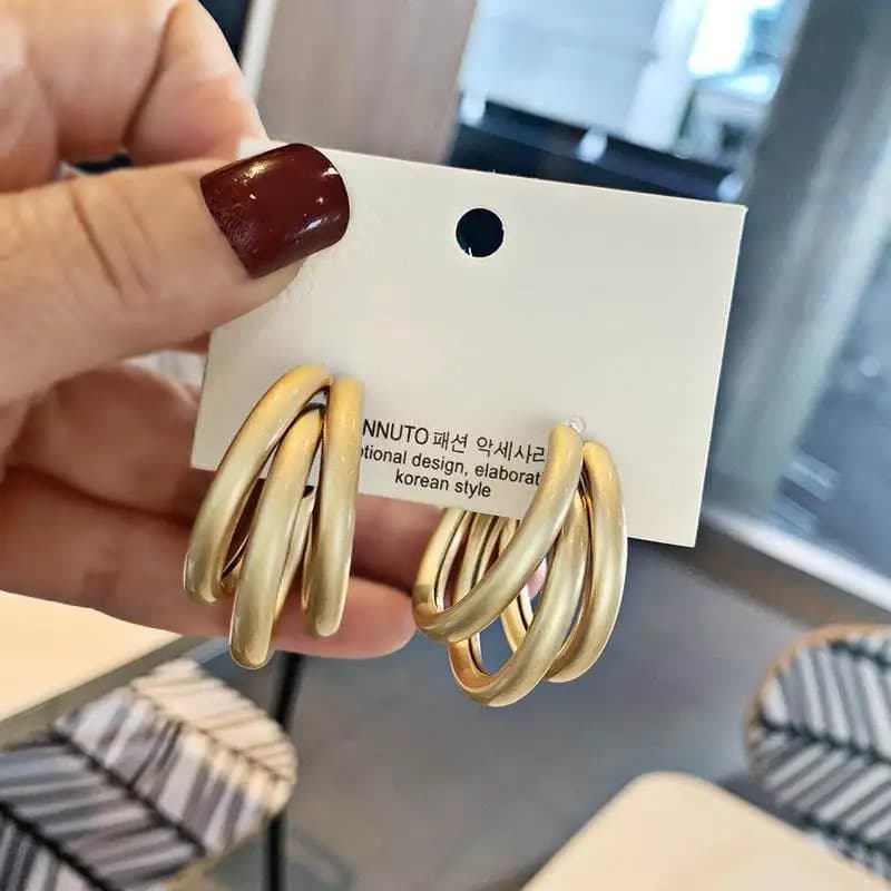 BLIJERY Fashion Matte Gold Color Multilayer Hoop Earrings For Women Brincos Statement Earrings Hoops Punk Jewelry Gift