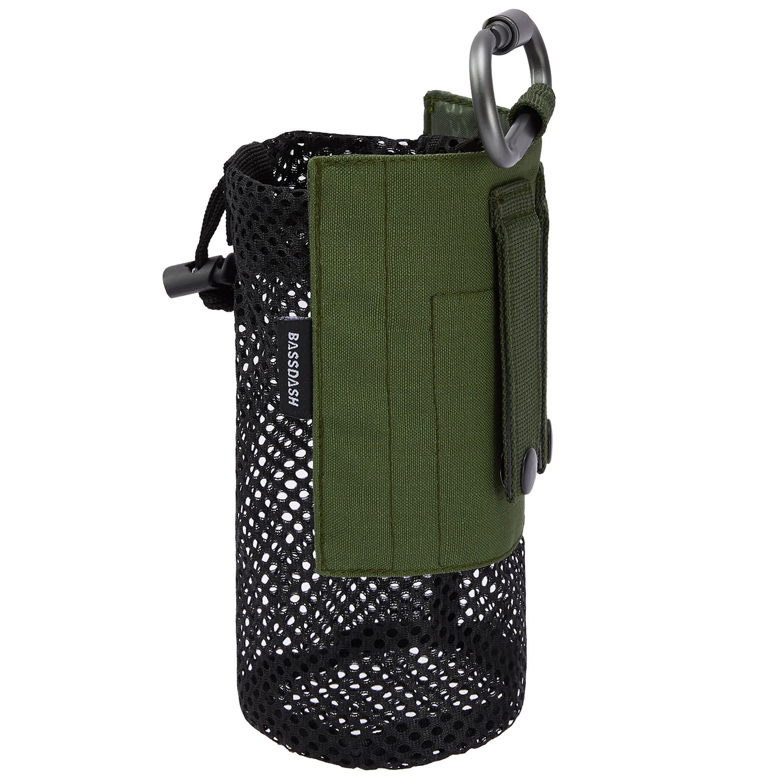 Bassdash Custodia per bottiglia d'acqua con cinghie Molle Clip da cintura Moschettone Borsa pieghevole in rete per viaggi Pesca Caccia Escursionismo
