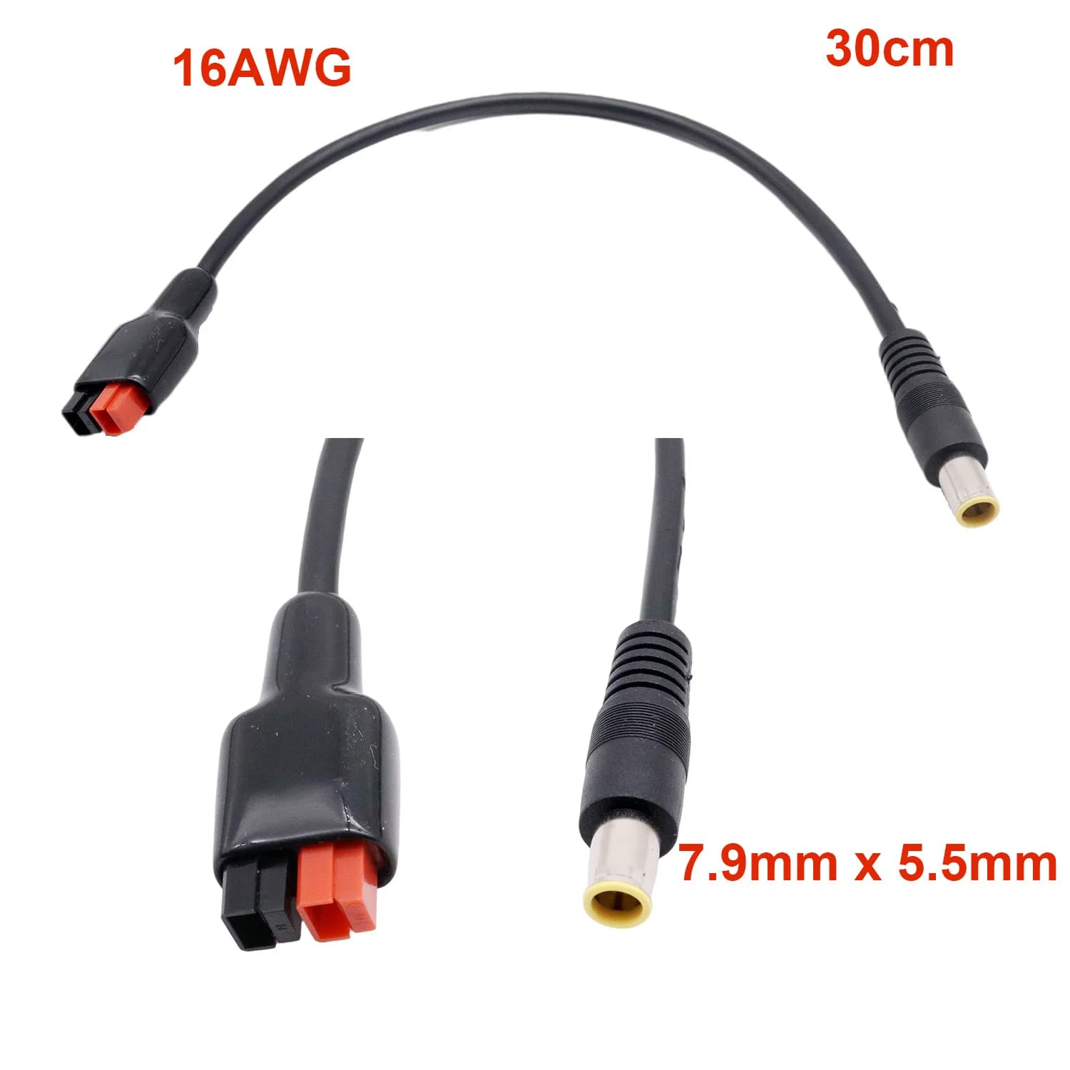Cavo 16AWG Adattatore CC 7,9 mm x 5,5 mm a cavo connettore 30 A, per pannello solare Goal Zero Yeti, compatibile con Anderson Powerpole