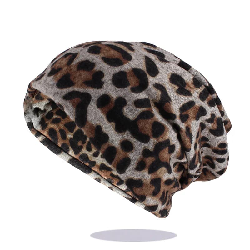 Berretti per cappelli caldi con stampa leopardata moda donna Hip Hop per ragazza Dot Primavera Autunno Berretti in cotone Skullies Cappelli doppi usati Sciarpa