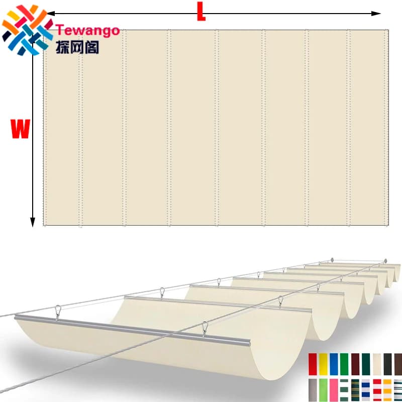 Tewango Pergola personalizzata Onda Ombra Baldacchino Tenda esterna impermeabile Gazebo telescopico manuale Tessuto UV Cortile Copertura per stanza solare