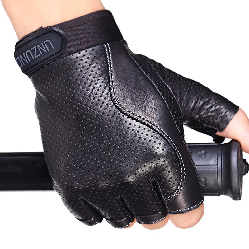 Di cuoio Mezza Finger Gloves Finta Pelle Per Il Fitness All'aperto Senza Dita di Guida Driver Le Prestazioni Antiscivolo A78