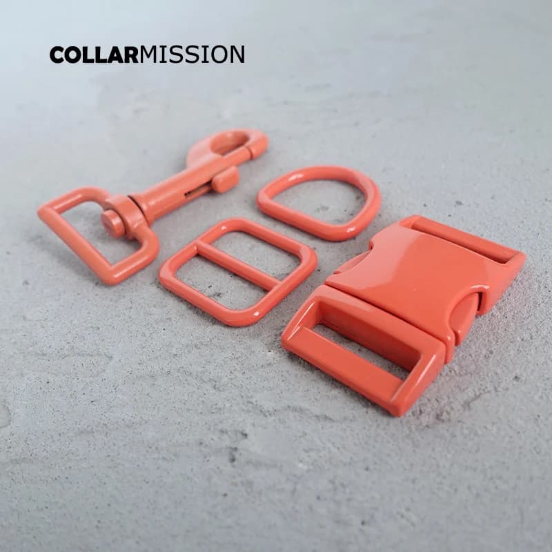1 set (fibbia in metallo + fibbia regolabile + anello a D + chiusura per cani in metallo/set) Accessorio per collare per cani gatto fai da te da 20 mm e 25 mm 7 colori