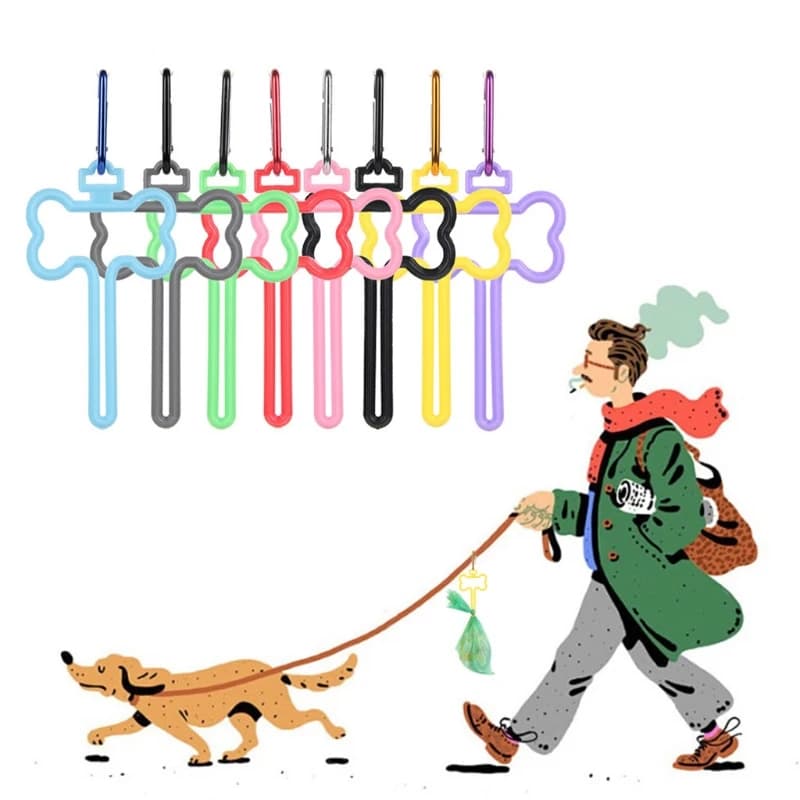 Supporto per borsa per cacca per cani a mani libere supporto per borsa per rifiuti Clip per guinzaglio facile da usare Doggy guinzaglio marsupio camminare facilmente il cane Y5GB