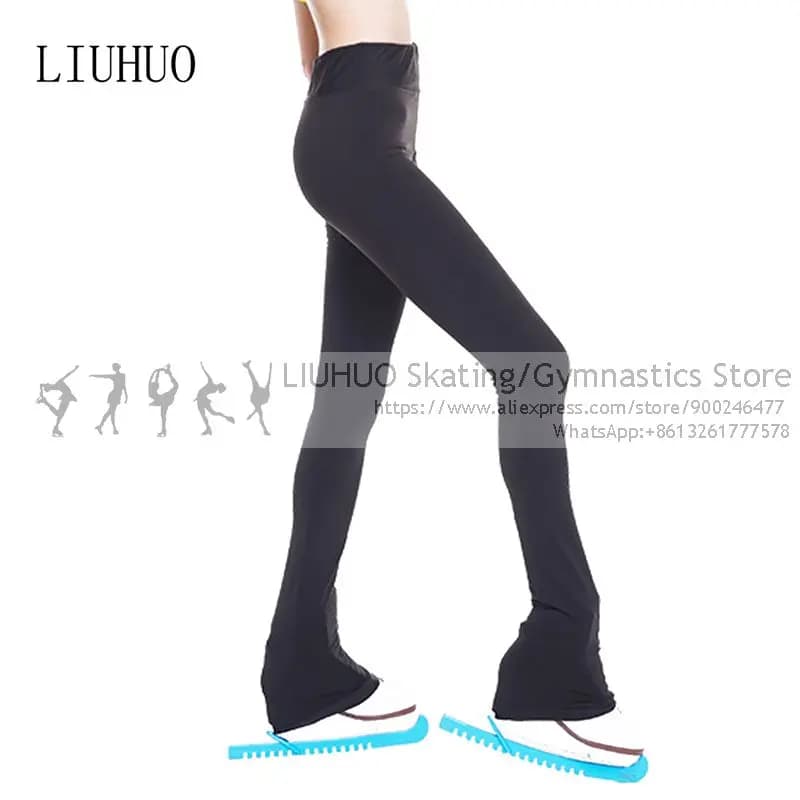 Figura Fleece Girls pantaloni da pattinaggio su ghiaccio Roller Skater bambini adulti pantaloni neri pieni tinta unita