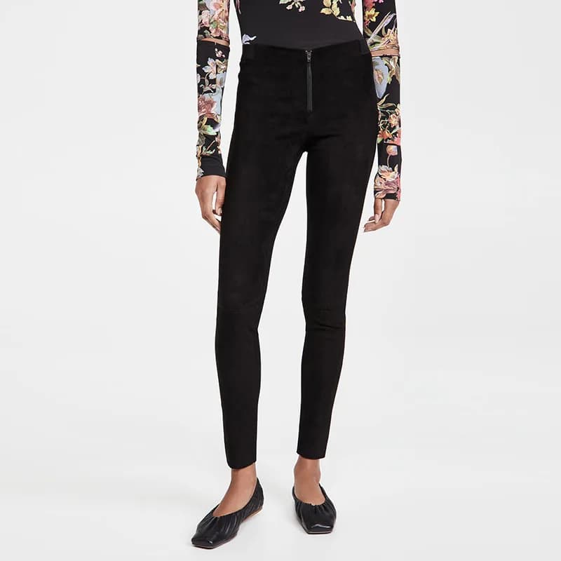 Pantaloni a sigaretta da donna in finta pelle scamosciata, vintage, a vita alta, slim elasticizzati, casual, aderenti, leggings invernali, nuovi, personalizzabili