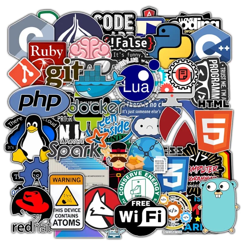 10/30/50Pcs adesivi di programmazione del fumetto Graffiti Laptop frigo telefono Skateboard Computer decalcomanie per auto confezione di adesivi fai da te giocattolo per bambini F5