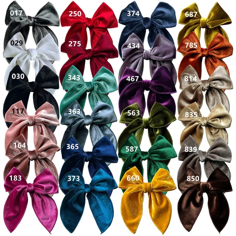 48pcs/lot 4.5-inch Velvet Bows with Clip for Girls Hair Accessories Baby Boutique Curled Edge Bow Barrettes Hairgrips Bulk