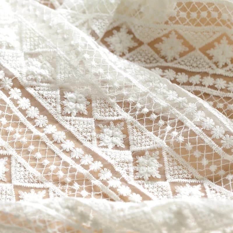 130cm wide 1meter/lot white Thin Mesh Lace Fabric Cotton Embroidery Lace Fabric Material Dress ,Tshirt Accessory X667