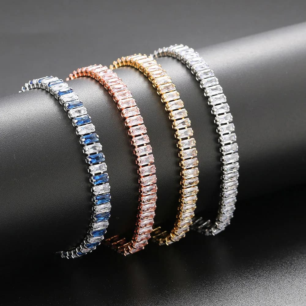 Braccialetto da Tennis in zircone lucido Cz per donna cristallo di lusso ghiacciato catena a mano accessori moda gioielli da sposa regalo ragazza H167